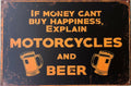 Motorcycle and Beer Garage Rustic Vintage Metal Tin Signs Man Cave, Shed and Bar - Tin Sign Factory Australia