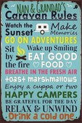 NAN & GRANDAD'S CARAVAN RULES Rustic Retro/Vintage Home Garage Wall Café Resto or Bar Tin Metal Sign