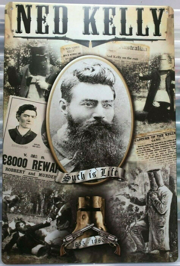 NED KELLY Rustic Look Vintage Tin Metal Sign Man Cave, Shed-Garage and Bar