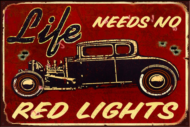 NEEDS RED LIGHT Rustic Look Vintage Shed-Garage and Bar Man Cave Tin Metal Sign