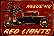 NEEDS RED LIGHT Rustic Look Vintage Shed-Garage and Bar Man Cave Tin Metal Sign