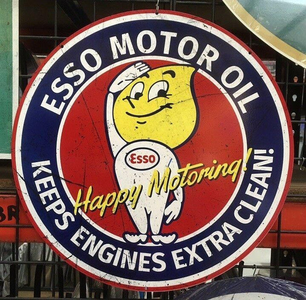 Esso Large Round tin Heavy metal sign