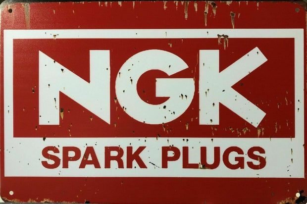 NGK SPARK PLUG Rustic Look Vintage Tin Metal Sign Man Cave, Shed-Garage and Bar