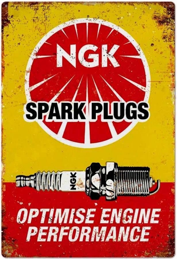 NGK SPARK PLUGS Retro/ Vintage Tin Metal Sign Man Cave, Wall Home Decor, Shed-Garage, and Bar