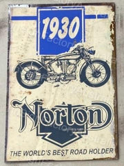 NORTON- 1930 BEST ROAD HOLDER 20x30 CM Sign | Screen Printed By AUSTRALIAN COMPANY