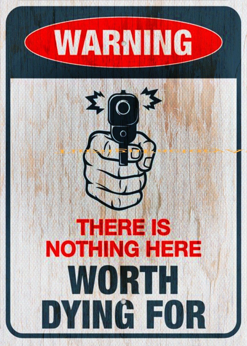 NOTHING HERE WORTH DYING FOR Funny Tin Metal Sign Man Cave, Shed-Garage & Bar Sign