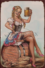 OKTOBERFEST GIRL Retro/ Vintage Tin Metal Sign Man Cave, Wall Home Décor, Shed-Garage, and Bar
