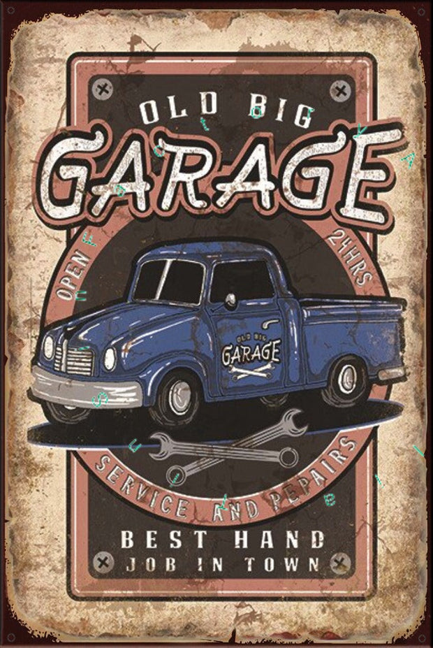 OLD BIG CAR GARAGE Rustic Look Vintage Shed-Garage and Bar Man Cave Tin Metal Sign