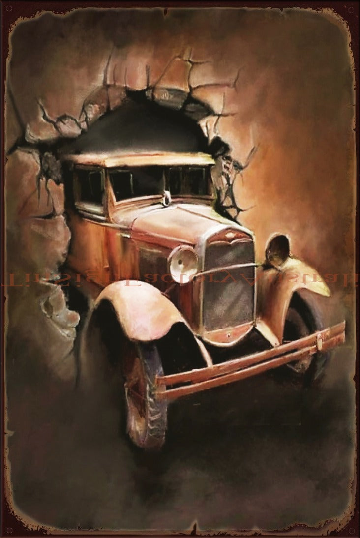 OLD MODEL T FORD Vintage Retro Rustic Café Bar Plaques Man Cave Metal Sign