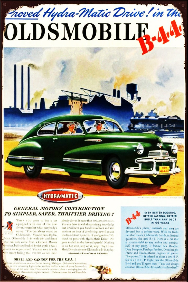OLDSMOBILE HYDRA-MATIC DRIVE Vintage Retro Rustic Shed Garage Man Cave Metal Sign