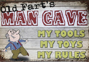 OLD FARTS Man Cave Rules Garage Rustic Vintage Metal Tin Sign Shed and Bar