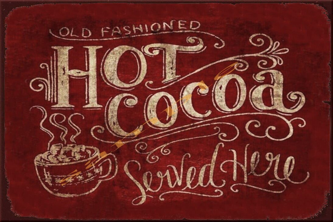 OLD HOT COCOA Holiday Seasonal Home Resto Wall Café Bar Décor Tin Metal Sign