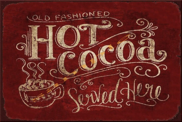 OLD HOT COCOA Holiday Seasonal Home Resto Wall Café Bar Décor Tin Metal Sign