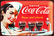 PAUSE AND REFRESH Vintage Retro Rustic Shed Garage Man Cave Metal Sign