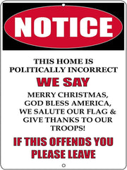 HOME POLITICALLY INCORRECT Retro/Vintage Metal Plaque Sign Style Man Cave Garage Work Office
