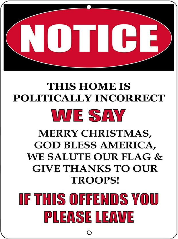 HOME POLITICALLY INCORRECT Retro/Vintage Metal Plaque Sign Style Man Cave Garage Work Office