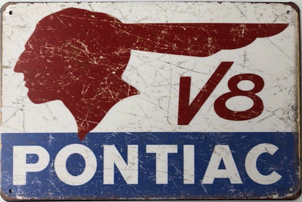 PONTIAC CAR Garage Rustic Vintage Metal Tin Signs Man Cave, Shed and Bar Sign