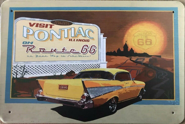 PONTIAC Rustic Vintage Look Metal Tin Sign Man Cave, Garage Shed and Bar