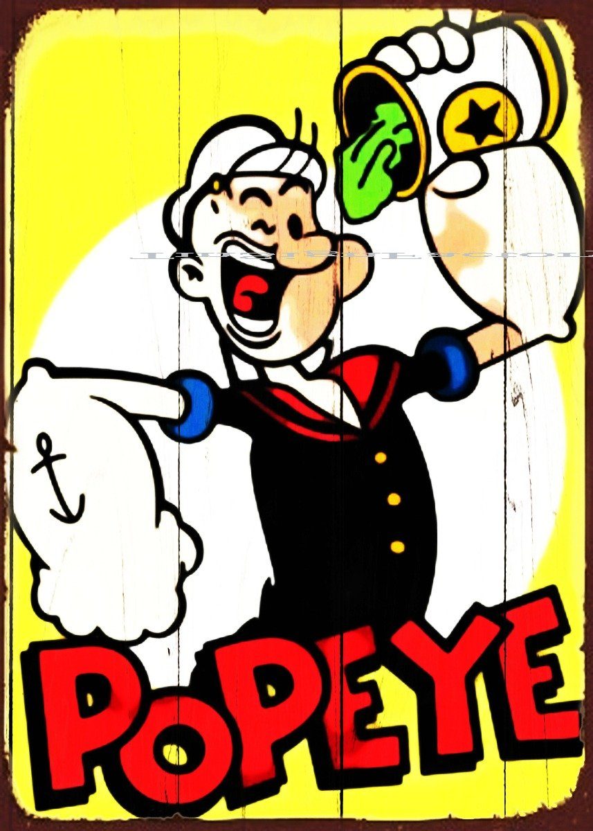 POPEYE THE SAILOR Rustic Look Vintage Tin Metal Sign Man Cave, Shed-Garage & Bar