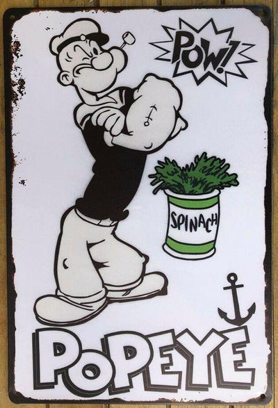 POPEYE Rustic Look Vintage Metal Tin Sign MAN CAVE Shed Garage and Bar Sign