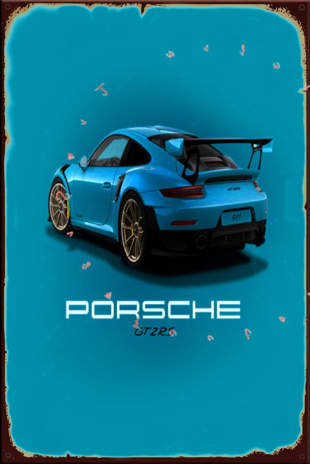 PORSCHE-GT2RS Rustic Look Vintage Shed-Garage and Bar Man Cave Tin Metal Sign