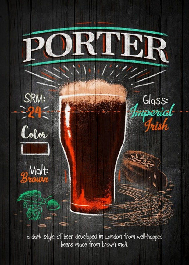 PORTER-THE DARK STYLE OF BEER Tin Metal Sign Man Cave, Shed-Garage & Bar Sign