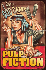 PULP FICTION Vintage Retro Rustic Shed Bar Café Man Cave Metal Sign