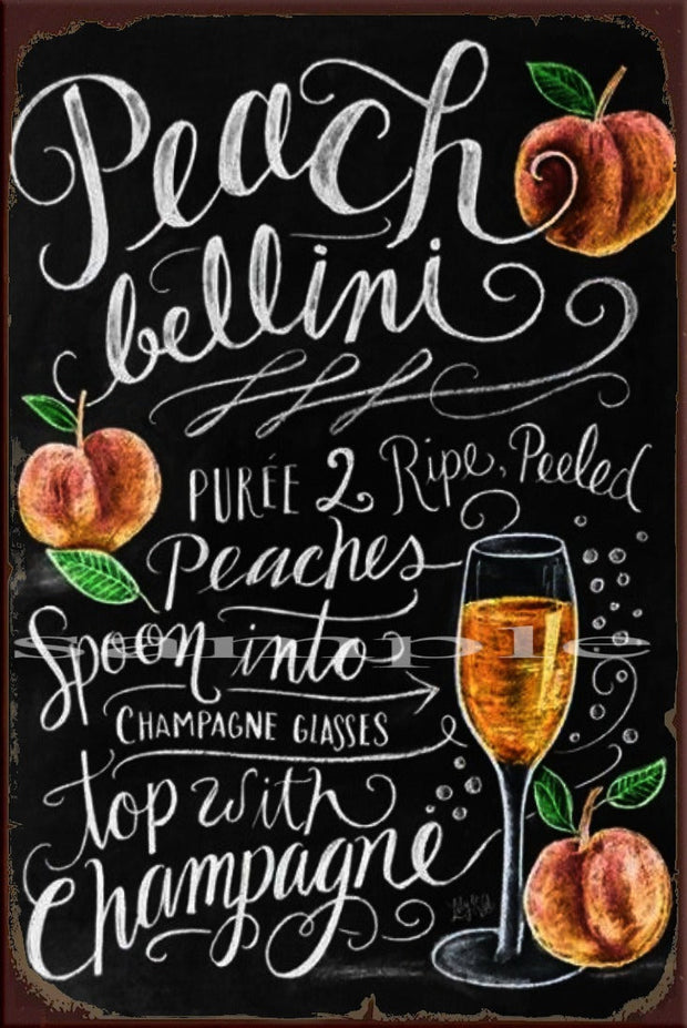 PEACH BELLINI Retro/ Vintage Wall Art Home Décor, Shed-Garage and Bar Tin Metal Sign