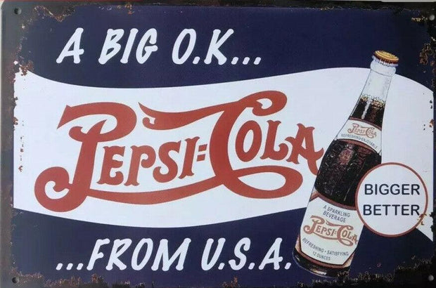 Pepsi Vintage Rustic Garage Metal Tin Signs Man Cave, Shed and Bar Sign