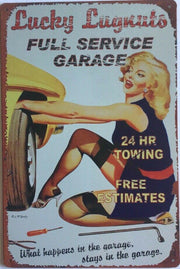 Pin Up Garage Rustic Vintage Metal Tin Signs Man Cave, Shed and Bar