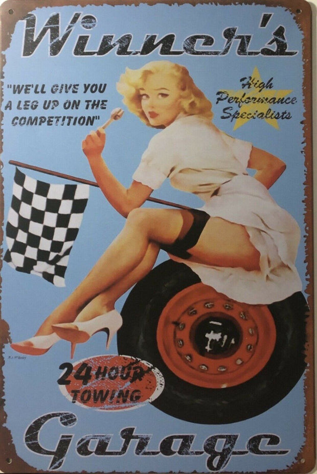 Pin Up Girl Garage Rustic Vintage Metal Tin Sign Man Cave,Shed Bar