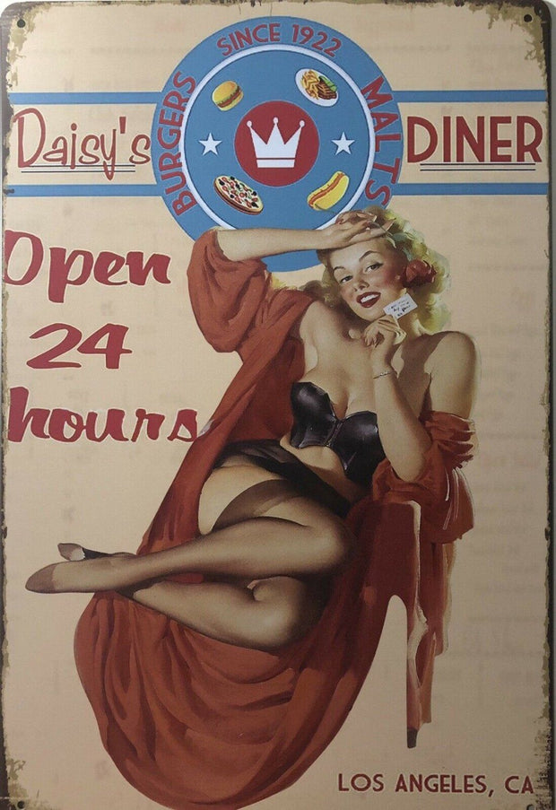 Pin Up Girl Garage Rustic Vintage Metal Tin Sign Man Cave,Shed Bar