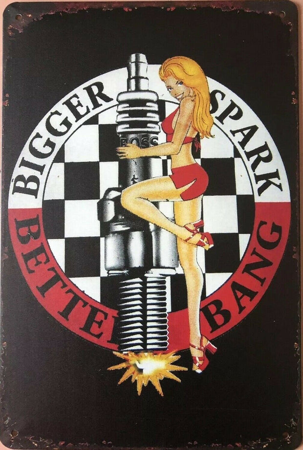 Pin Up Girl Man Cave Vintage Rustic Garage Metal Tin Signs Man Cave, Shed and Bar