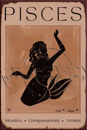 PISCES POSTER Retro/ Vintage Tin Metal Sign Man Cave, Wall Home Décor, Shed-Garage, and Bar