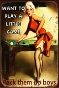 RACK THEM UP Rustic Look Vintage Shed-Garage and Bar Man Cave Tin Metal Sign