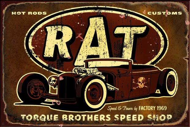 RAT TURQUE BROTHERS Rustic Look Vintage Shed-Garage and Bar Man Cave Tin Metal Sign
