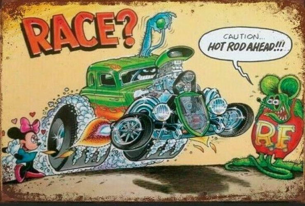 RAT FINK HOT ROD Garage Rustic Look Vintage Tin Signs Man Cave Shed and Bar SIGN