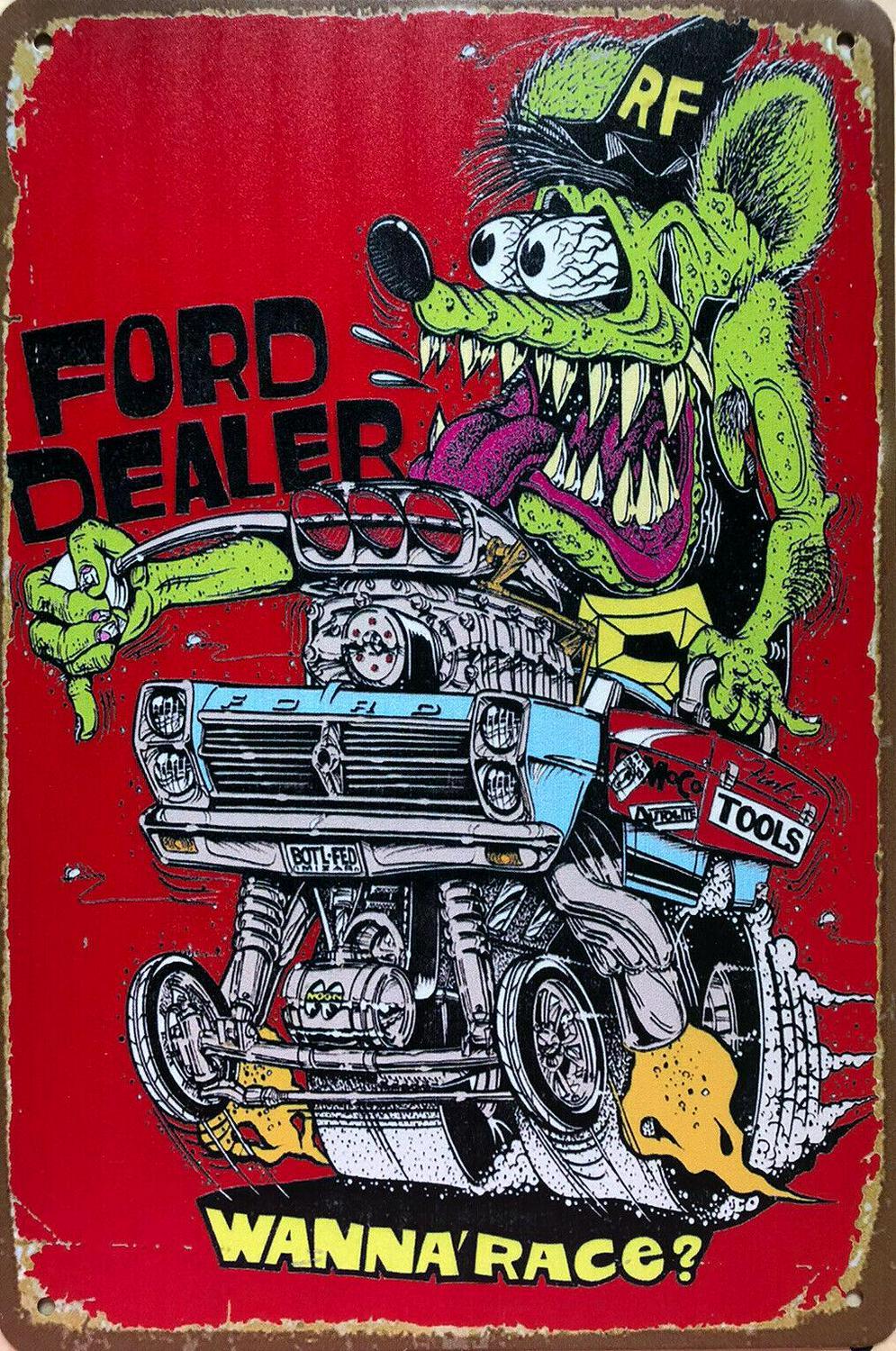 RAT FINK Hot Rods Rustic Look Vintage Metal Tin Signs Man Cave, Shed ...