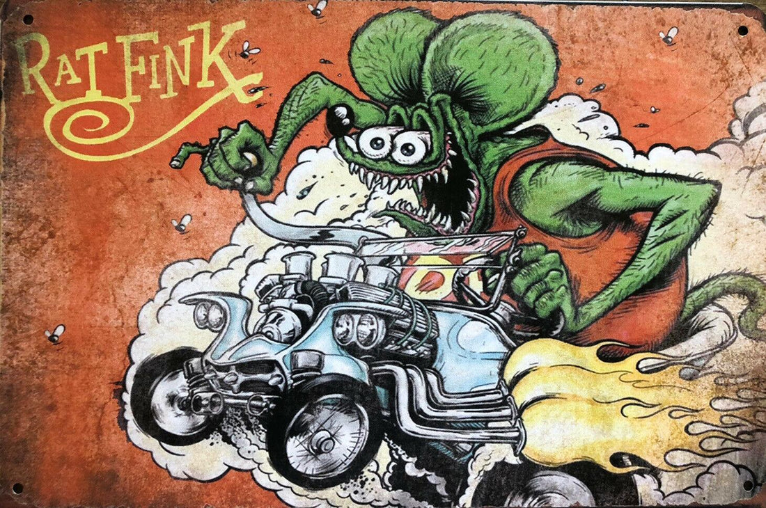 RAT FINK Hot Rods Rustic Look Vintage Metal Tin Signs Man Cave, Shed and Bar Sign - Tin Sign Factory Australia