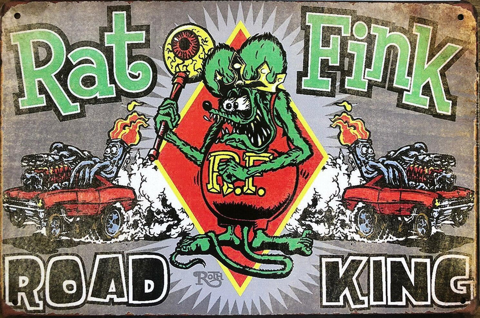 RAT FINK Hot Rods Rustic Look Vintage Metal Tin Signs Man Cave, Shed a