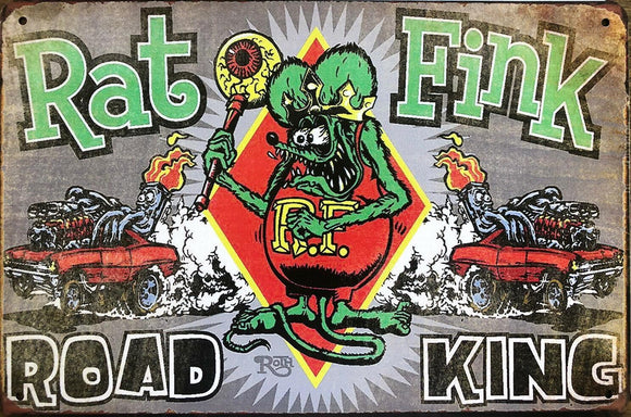 RAT FINK Hot Rods Rustic Look Vintage Metal Tin Signs Man Cave, Shed and Bar Sign