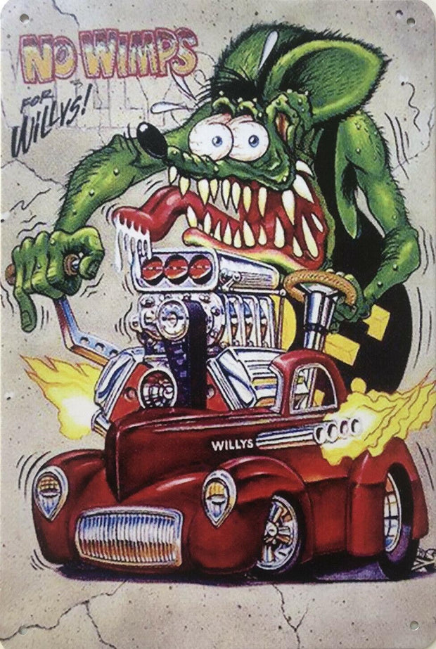 RAT FINK Hot Rods Rustic Look Vintage Metal Tin Signs Man Cave, Shed and Bar Sign