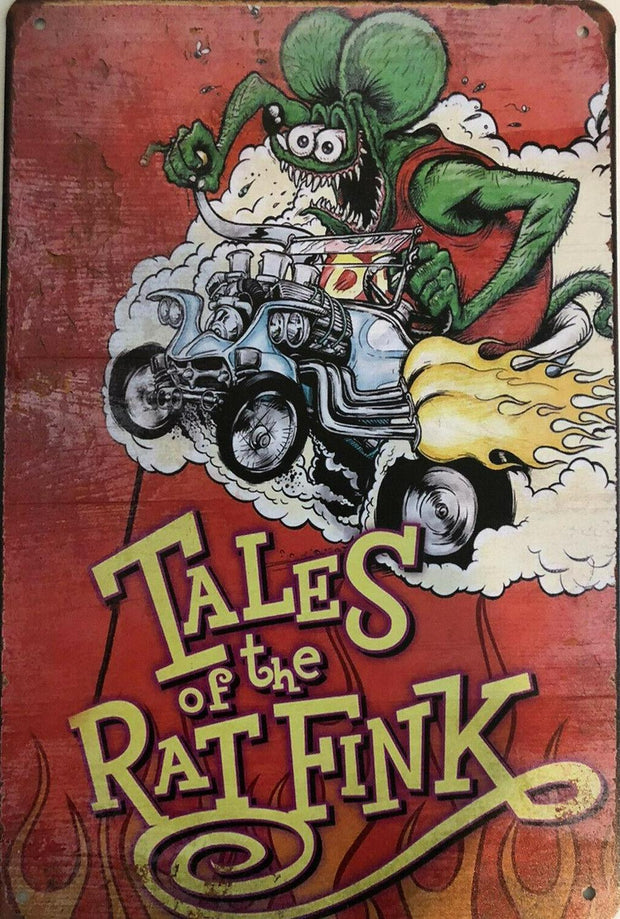 RAT FINK Hot Rods Rustic Look Vintage Metal Tin Signs Man Cave, Shed and Bar Sign