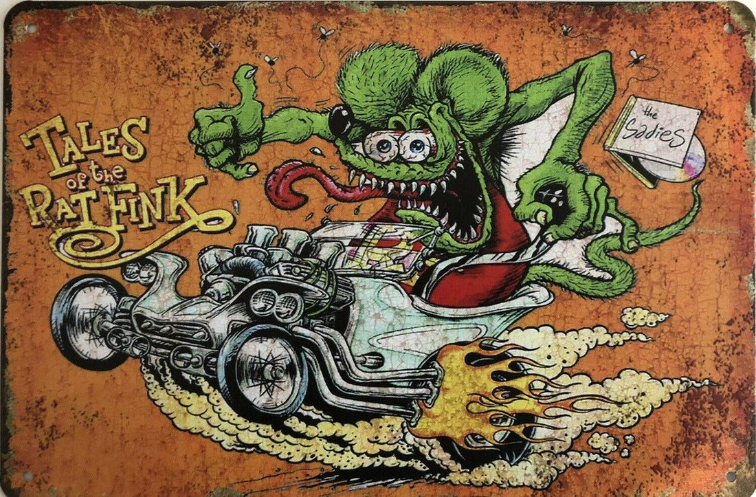 RAT FINK Hot Rods Rustic Look Vintage Metal Tin Signs Man Cave, Shed and Bar Sign - Tin Sign Factory Australia