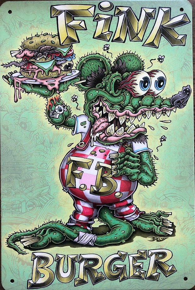 RAT FINK Hot Rods Rustic Look Vintage Metal Tin Signs Man Cave, Shed and Bar Sign