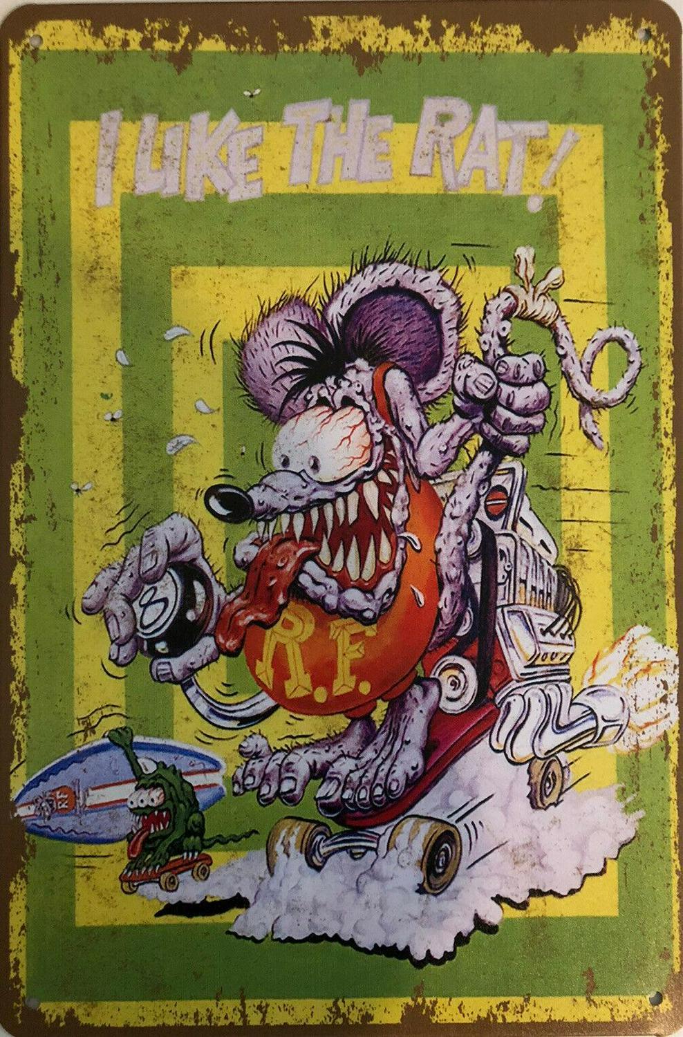 RAT FINK Hot Rods Rustic Look Vintage Metal Tin Signs Man Cave, Shed and Bar Sign - Tin Sign Factory Australia