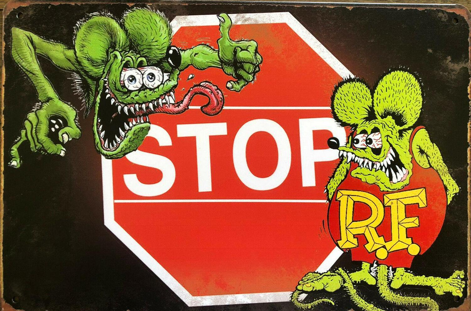 RAT FINK Hot Rods Rustic Look Vintage Metal Tin Signs Man Cave, Shed and Bar Sign - Tin Sign Factory Australia