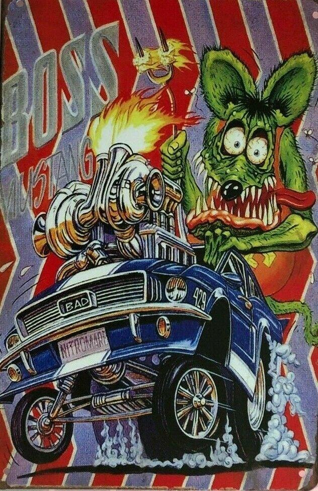 RAT FINK Rustic Look Vintage Metal Tin Sign MAN CAVE Shed Garage and Bar Sign - Tin Sign Factory Australia