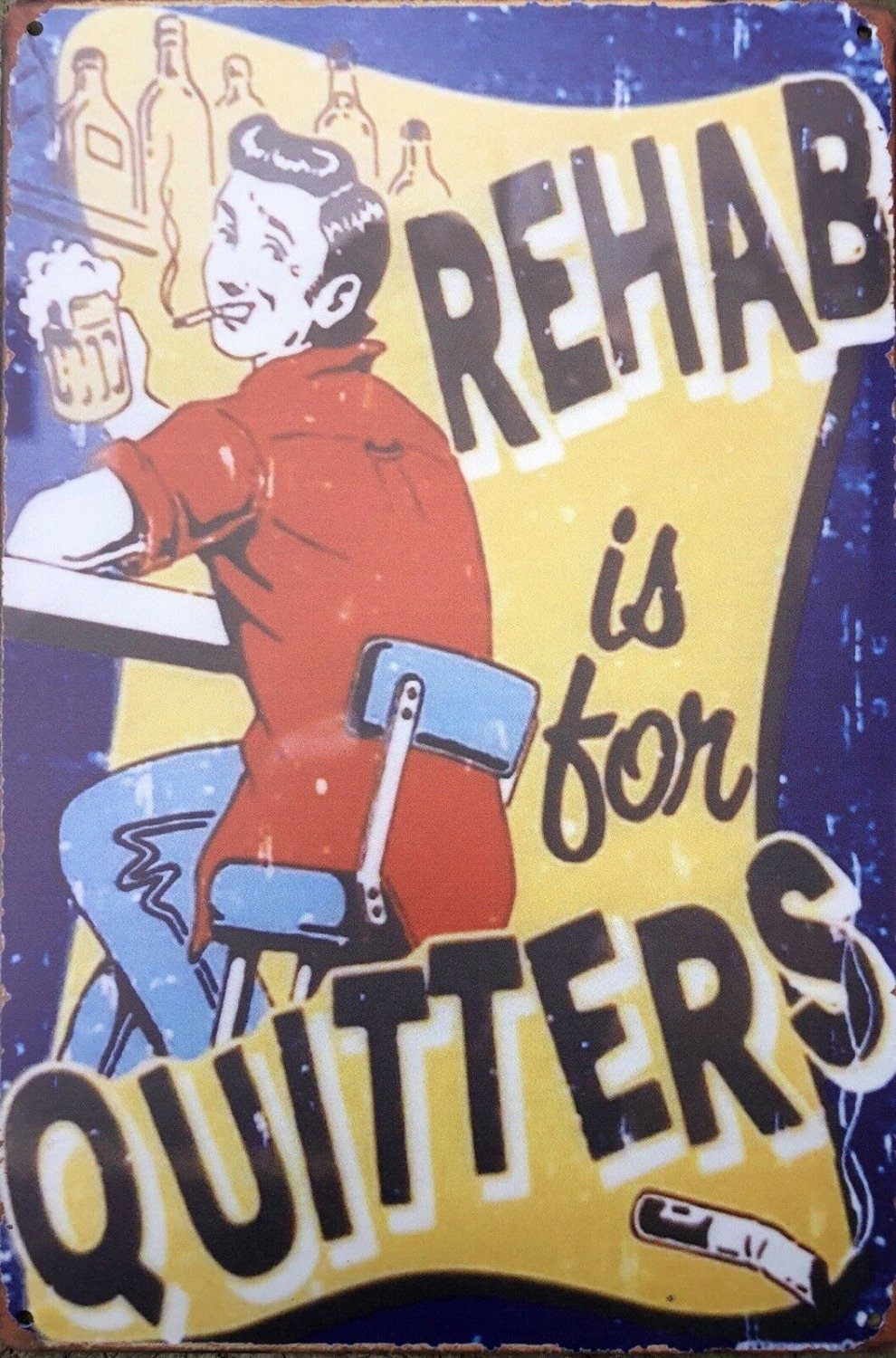 REHAB Man Cave Vintage Rustic Garage Metal Tin Signs Man Cave, Shed and Bar Sign - Tin Sign Factory Australia