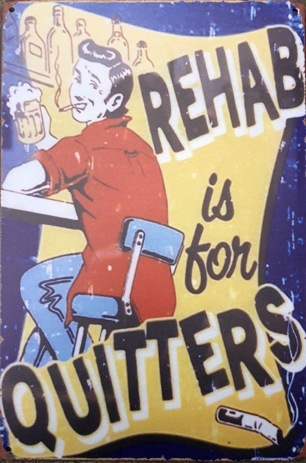 REHAB Man Cave Vintage Rustic Garage Metal Tin Signs Man Cave, Shed and Bar Sign
